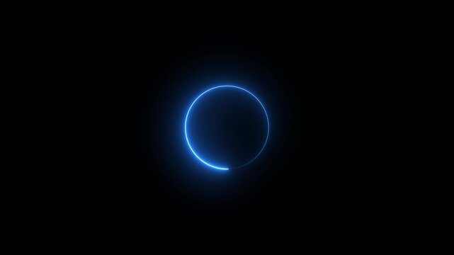 Glowing blue neon circle loading animation on black background Futuristic Neon Loading Ring Isolated on Dark Background