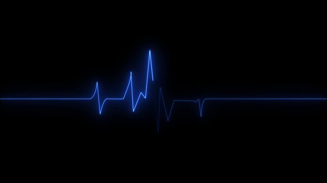 ECG monitor beating heart with a neon electrocardiogram overlay, featuring dynamic HUD elements and a gradient background.Abstract neon heartbeat signal icon animation background neon line Human