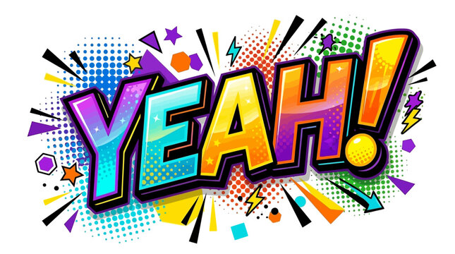 Colorful Comic Book Style Text Yeah.