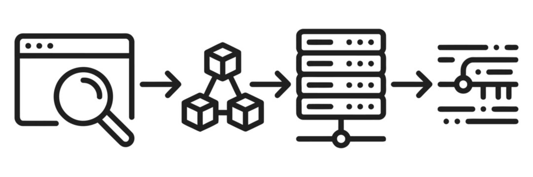 Data processing workflow icon set