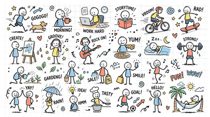 Obraz premium People doing various leisure activities outside.