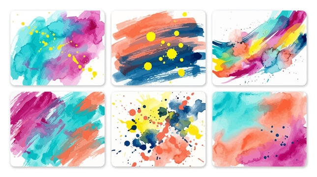 Vibrant colorful abstract watercolor designs.