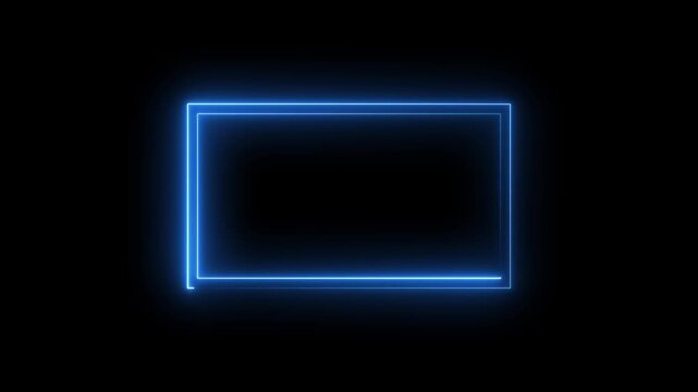 Animation of glowing neon rectangles abstract background. abstract glowing blue neon rectangle border frame. double rectangle animation .