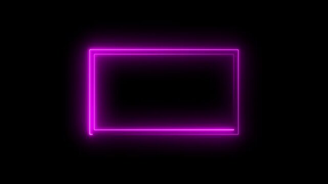 Animation of glowing neon rectangles abstract background. abstract glowing pink neon rectangle border frame. double rectangle animation .