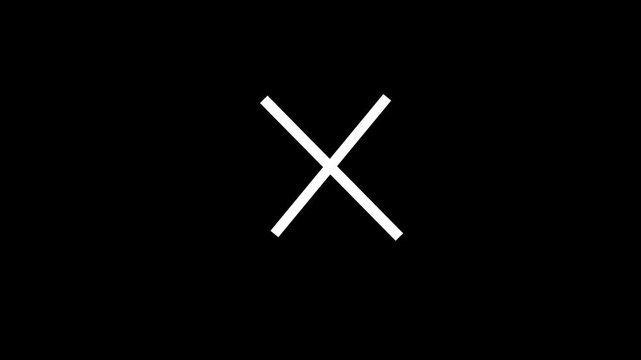 Abstract cross mark animation, Wrong Symbol in Motion graphic, white X letter, crossed lines, denial concept, incorrect cross symbol, white cross mark animation.