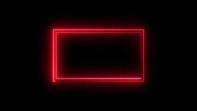 Animation of glowing neon rectangles abstract background. abstract glowing red neon rectangle border frame. double rectangle animation .