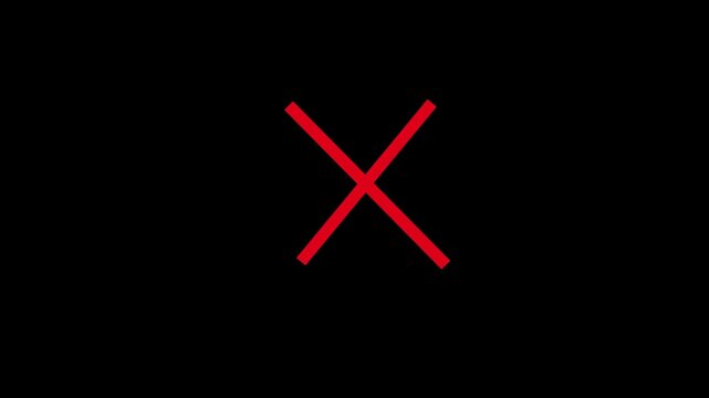 Abstract cross mark animation, Wrong Symbol in Motion graphic, Red X letter, crossed lines, denial concept, incorrect cross symbol, red cross mark animation.