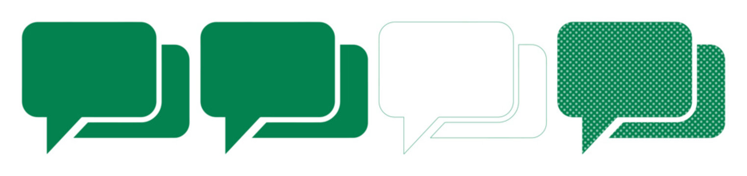 Set of 4 Green and White Chat Bubble Icons Vector
