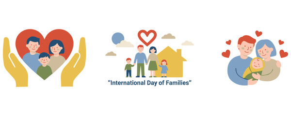 Fototapeta premium International day of families vector illustration concept, happy family with heart.
