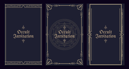Old magic style invitation with ancient vintage elements. Sacred geometry border and frame. Vector illustration. EPS 10  © Oniks Astarit