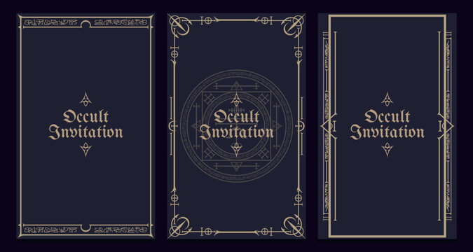 Old magic style invitation with ancient vintage elements. Sacred geometry border and frame. Vector illustration. EPS 10	