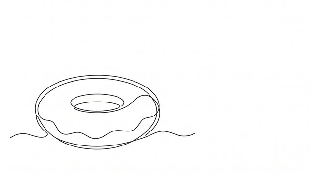 Outline of donut-shaped inflatable pool float on water  