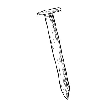 iron nail construction vector line art drawing illustration