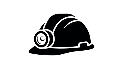 Fototapeta premium Miner Helmet with Headlamp Icon Vector Illustration