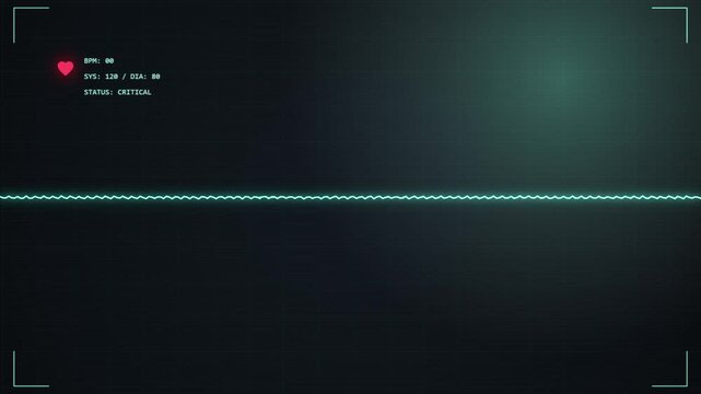 Digital Heart Rate Monitor Displaying Critical EKG Signal Decline