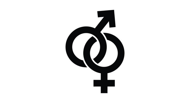 gender symbols icon male and female intertwined black silhouette