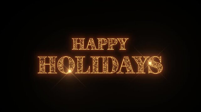 gold stars happy holidays celebration animation decoration