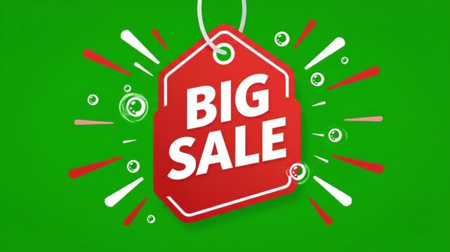 Big Sale Tag on Green Background for Promotional Offers.