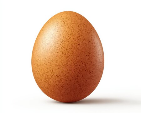Single brown chicken egg isolated on a clean white background, perfect for food and cooking concepts