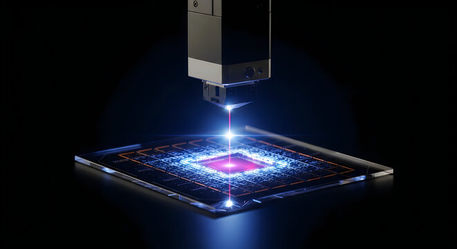 Advanced microchip fabrication with laser technology semiconductor manufacturing high tech precision engineering electronic component microchip