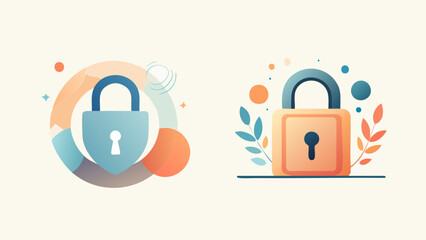 Fototapeta premium Secure your data with digital padlock icons, representing protection and privacy in a stylized, modern design