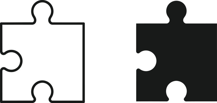 Interlocking puzzle pieces icon set