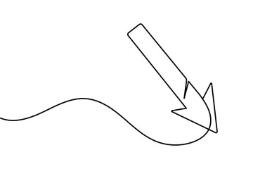 Fototapeta premium Minimalist continuous one line art arrow curve pointing up for finance and profit growth concept
