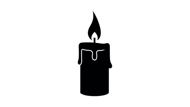 Burning Candle Icon Black Silhouette Vector
