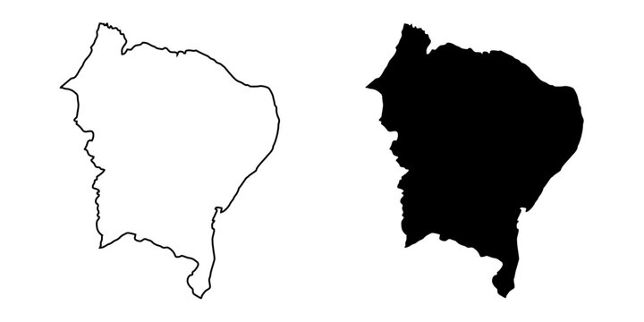 Vector illustration of a map of northeastern (nordeste) Brazil.