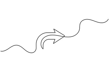 Obraz premium Arrow wave moving forward continuous line drawing business trend concept