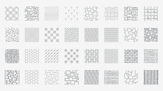 Collection of 30 diverse line art patterns and textures for backgrounds and design graphic
