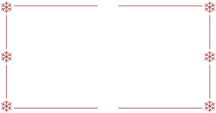 Red snowflake border with white background frame