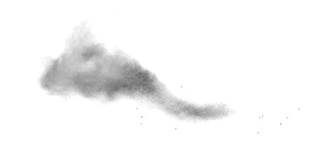 Fototapeta premium Black charcoal powder explosion smoke cloud isolated in air