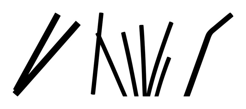 Eco-friendly paper straw line icon set with solid black color and white background featuring waste, recycling, and sustainable living with zero waste and natural products