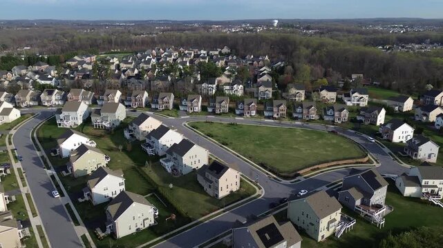 Central green overlook highlights community open space along Straw Lily Way with wooded edges connecting loops extending toward Forge Road in Perry Hall area, Maryland