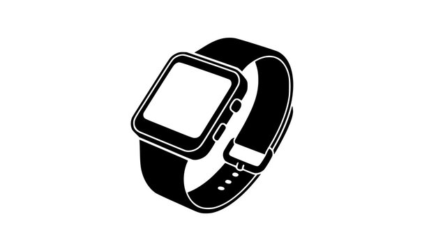 Digital Smartwatch Perspective View Silhouette Graphic