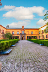 Obraz premium The Royal Palace of Seville, Real Alcazar. Palace in Andalusia in oriental style, Royal rooms and halls