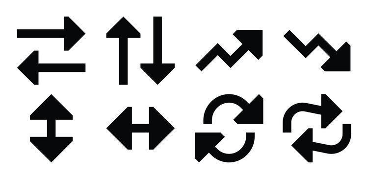 arrow direction icon vector set with navigation, refresh, exchange and movement symbols for interface and web design collection