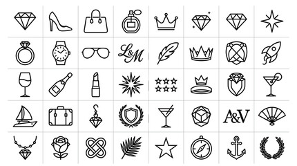 Fototapeta premium Collection of luxury and beauty icons.