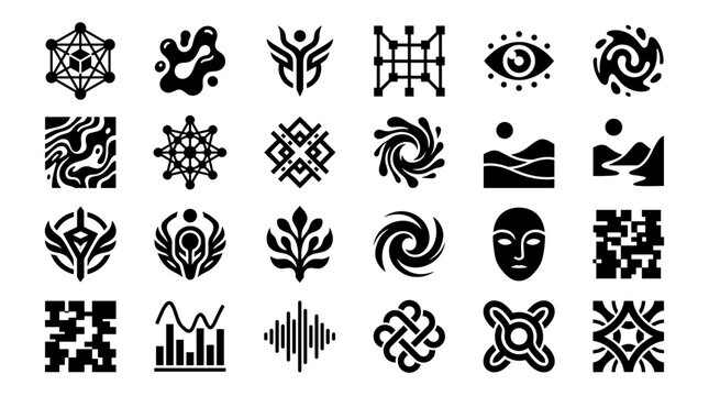 Collection of various abstract symbols.