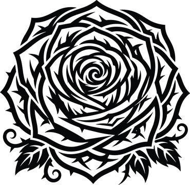 rose illustration, stylized rose, geometric rose, tattoo rose, floral illustration, flower silhouette, rose vector, rose art, rose design, rose graphic, rose clipart, rose outlin