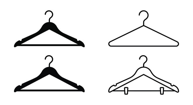 clothing hangers set of four black and white line art