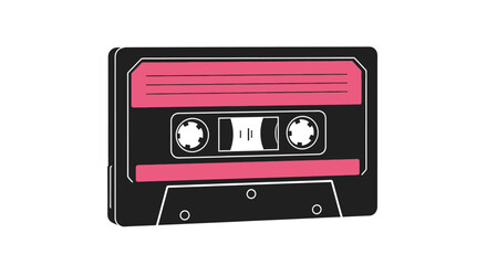 Naklejka premium Cassette tape illustration with pink details on a white background