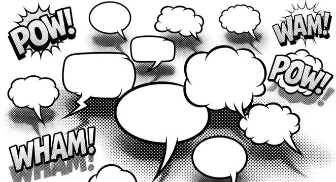 Comic Book Speech Bubbles and Sound Effects.