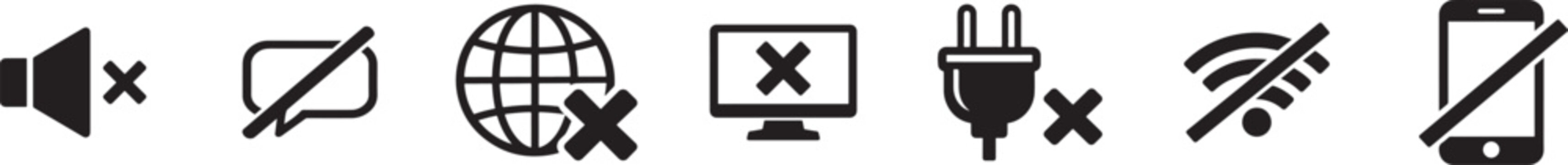 Digital detox icon set with offline symbols, tech balance and mindful lifestyle vector design