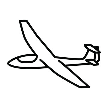 Angular black outline illustration of a vintage warbird airplane in flight