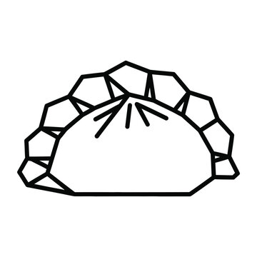 Dumpling vector illustration featuring simple line art design perfect for Asian food menu icons and culinary branding projects