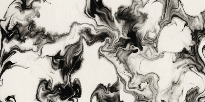 Abstract ink swirls with elegant shades of black and white, forming a mesmerizing, fluid artwork that celebrates a sense of movement for web, ui, branding, art, design, background etc.