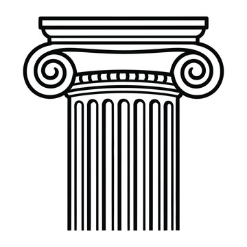 Stylized line drawing of an ancient Greek Ionic column capital