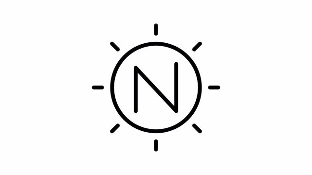 N compass  icon animated
